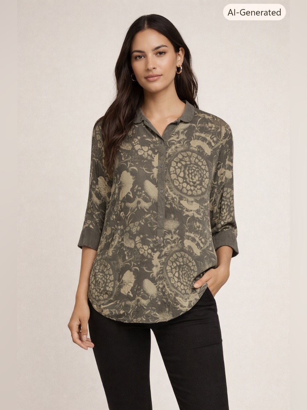 ARITZIA Wilfred 100% Silk Abstract Floral Print Blouse XXS
